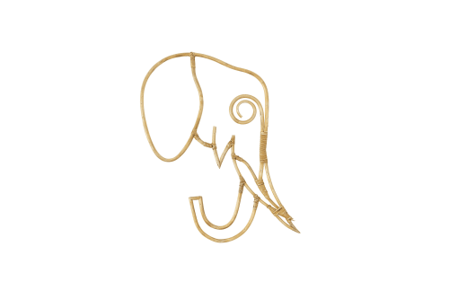 Amara Handmade Natural Rattan Elephant Wall Art, 17" | Ornament in Decorative Objects by Amara