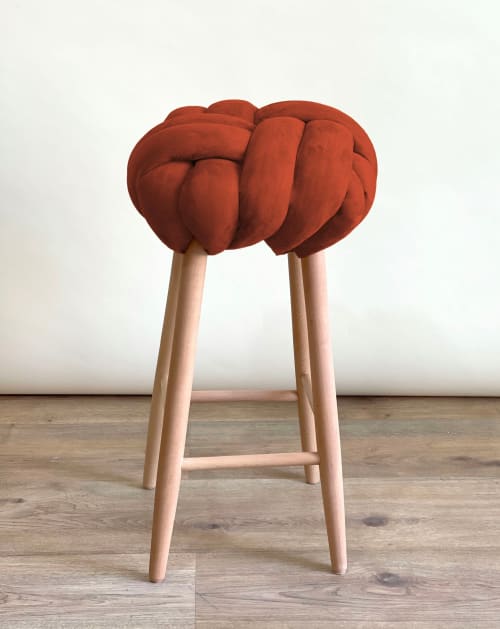 Red Earth Vegan Suede Knot Bar Stool | Chairs by Knots Studio