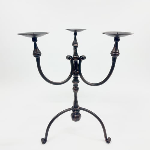 Hand Forged Iron Candelabra 19.5″ (50cm) | Decorative Objects by Edecra