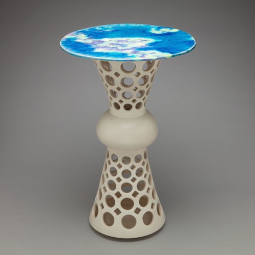 Segmented Hourglass Openwork Table with Sue Barry Hand Pain | Cocktail Table in Tables by Lynne Meade