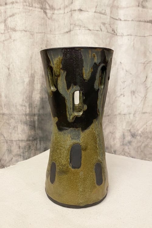 Cut Vase, Green | Vases & Vessels by Roy Ceramics