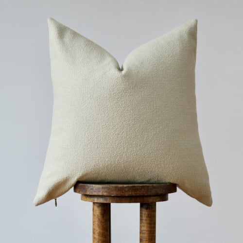 Cream Beige Outdoor Fabric Poly Pillow 22x22 | Pillows by Vantage Design