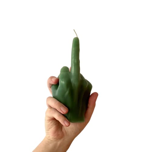 Green Hand candle - Original F*ck gesture | Decorative Objects by Agora Home