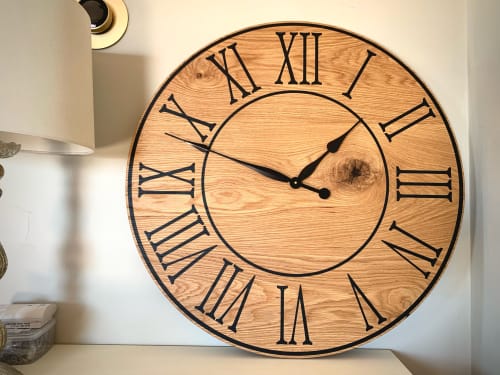 Large Flat Sawn White Oak Wall Clock | Decorative Objects by Hazel Oak Farms