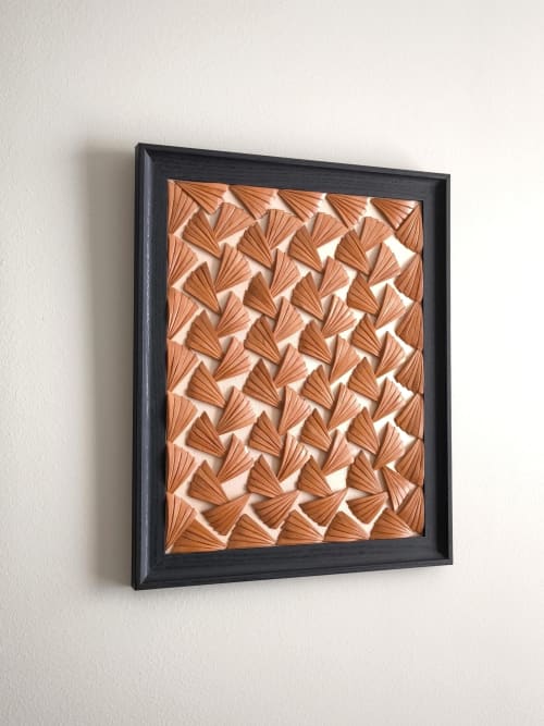 11x14 Vegetable-Tanned Leather Fan Pattern Wall Art | Sculptures by Leather Spring Studio