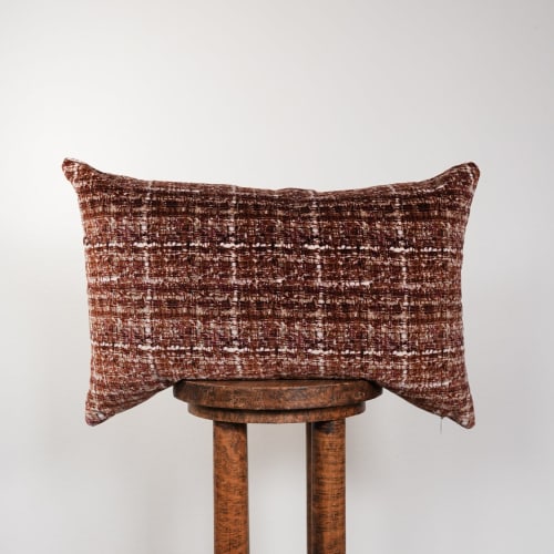 Rust Red Plaid Velvet Pillow 16x24 | Pillows by Vantage Design