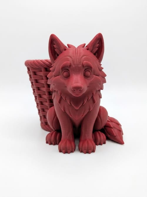 Woodland Wolf Pup Basket Planter | Plant Stand in Plants & Landscape by Kimi Craft Corner