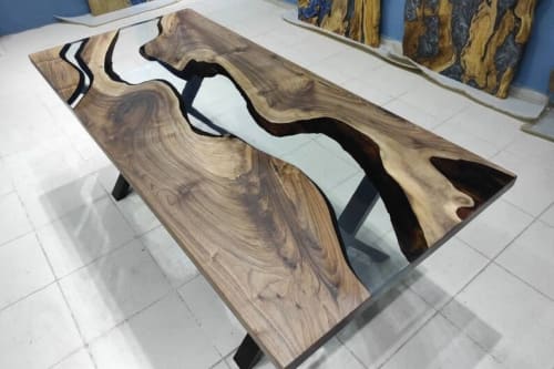 Walnut Wood Transparent Clear Epoxy Table | Coffee Table | Tables by LuxuryEpoxyFurniture
