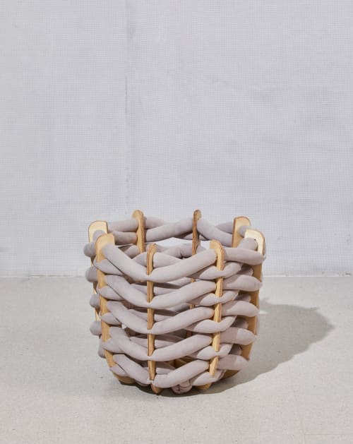 (M) Hull Basket in Arora Grey Vegan Suede | Storage by Knots Studio