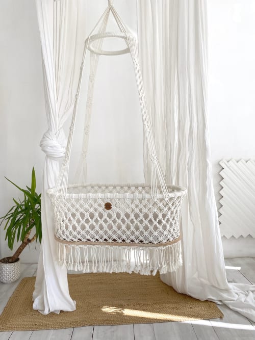 Hanging macrame baby bassinet | Bassinette in Beds & Accessories by Anzy Home