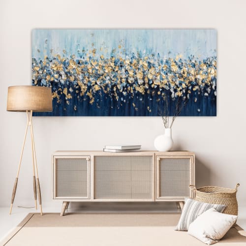 Abstract gold painting indigo blue painting silver gold rich | Paintings by Berez Art