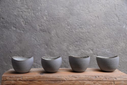 STC cup "Shell" -organic natural shape stoneware in grey | Drinkware by Laima Ceramics