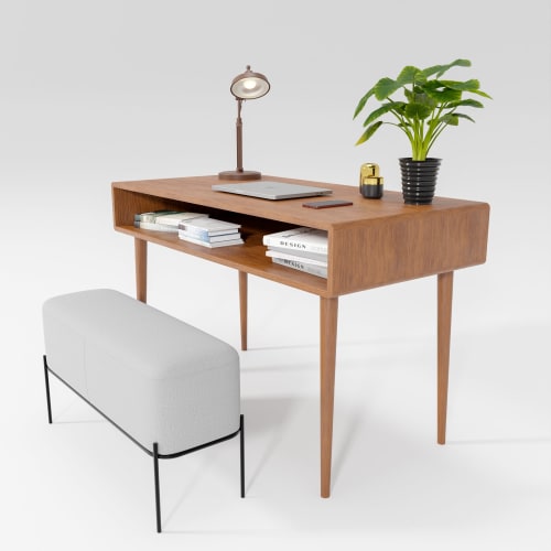 Executive Walnut Desk With Storage, Premium Office Desk, Han | Tables by Picwoodwork