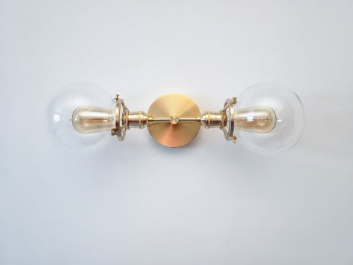 Modern Wall Light - Industrial Globe Sconce - Gold Vanity | Sconces by Retro Steam Works