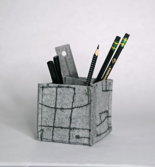 Pen/pencil Desk Organizer Merino Wool Felt Chalkline Grey | Decorative Objects by Lorraine Tuson