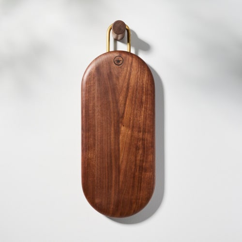 KENNETH Modern Black Walnut Serving Board with Brass Handle | Serveware by Untitled_Co