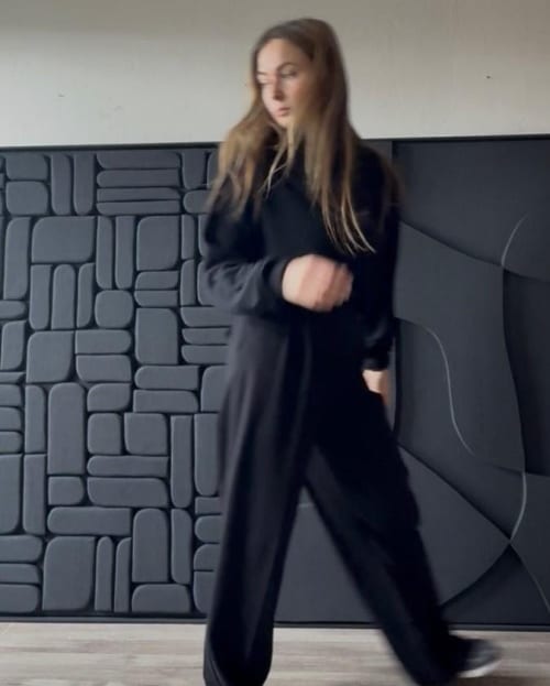 Unique Textured 3D Geometric Art – Black Sculptural Wall Panel – Minimalist Dimensional Puzzle Sculpture | Wall Hangings by Vaiva Art Atelier