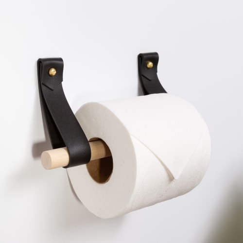 Toilet Paper Holder Kit [V'ed End] | Hardware by Keyaiira | leather + fiber | Artist Studio in Santa Rosa