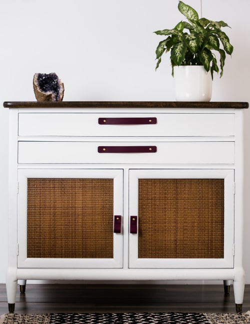 Wine Leather Handle [Round End] | Pull in Hardware by Keyaiira | leather + fiber | Artist Studio in Santa Rosa