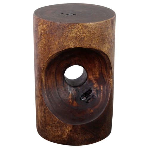 Haussmann® Wood Peephole Table Stool 13 in D x 20 in H Dark | Chairs by Haussmann®