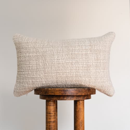 Thick Nubby Channeled Wool Lumbar Pillow 12x20 | Pillows by Vantage Design