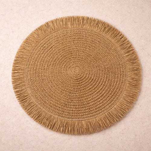Santorini Straw Fringe Placemats - 15" | Tableware by Busa Designs