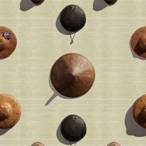Asian Hats | Wallpaper in Wall Treatments by Wallcovetings by Brenda Houston