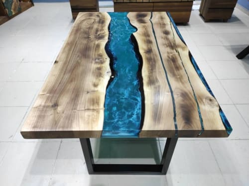River Turquoise White Epoxy Resin Dining Table, Epoxy Table | Tables by LuxuryEpoxyFurniture