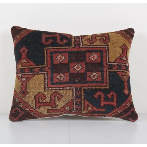 Traditional Turkish Rug Pillow Cover, Dark Brown Ethnic Vint | Pillows by Vintage Pillows Store