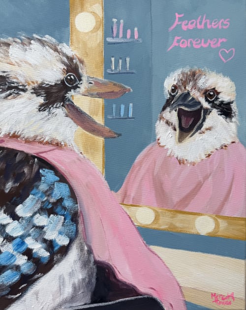 Kookaburra Featherdresser | Oil And Acrylic Painting in Paintings by Meredith H