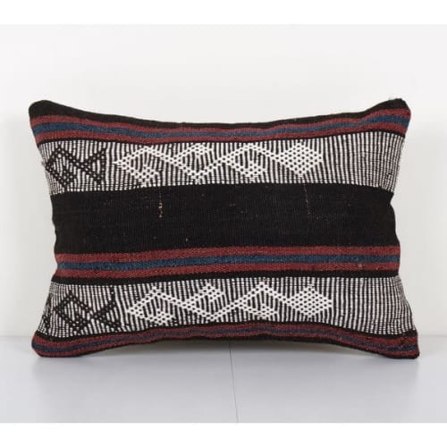 Ethnic Goat Hair Lumbar Kilim Pillow Cover from Anatolian, D | Pillows by Vintage Pillows Store