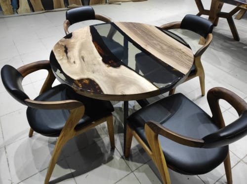 Custom Order 42" Round Smoke Epoxy Dining Table | Tables by LuxuryEpoxyFurniture