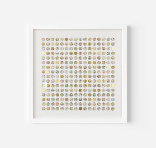 Two Hundred and Fifty Six London Map Dots Collage With Gold Leaf | Paintings by Amelia Coward