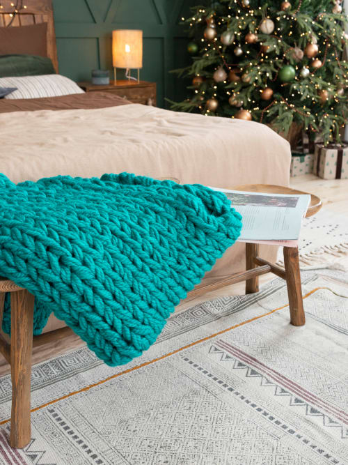 Chunky knit blanket laguna 42 x 60" | In stock in the USA | Linens & Bedding by Anzy Home