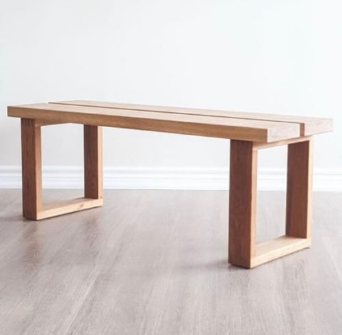 Handmade Danish Cord Bench - Walnut by Kellen Carr Studio