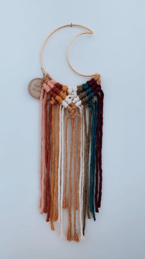 Rainbow Moon Wall Hanging | Macrame Wall Hanging in Wall Hangings by Rosie the Wanderer