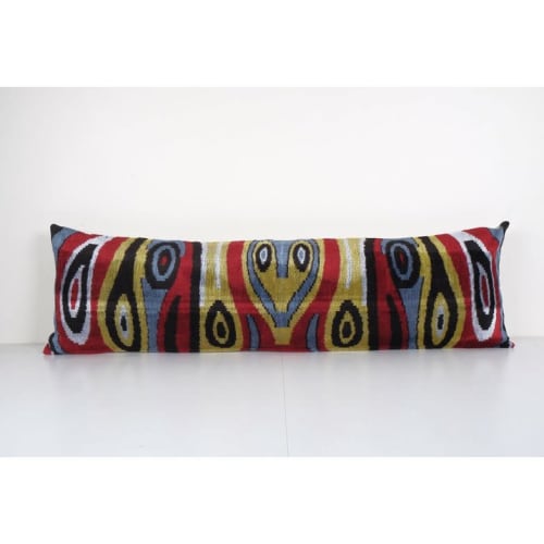 Ikat Bedding Velvet Pillow, Handwoven Silk Velvet Extra Long | Cushion in Pillows by Vintage Pillows Store