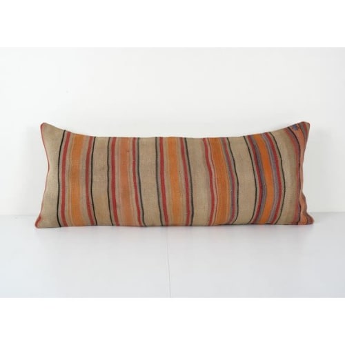 Vintage Striped Long Pillow, Bohemian Bedding Kilim Cushion | Pillows by Vintage Pillows Store