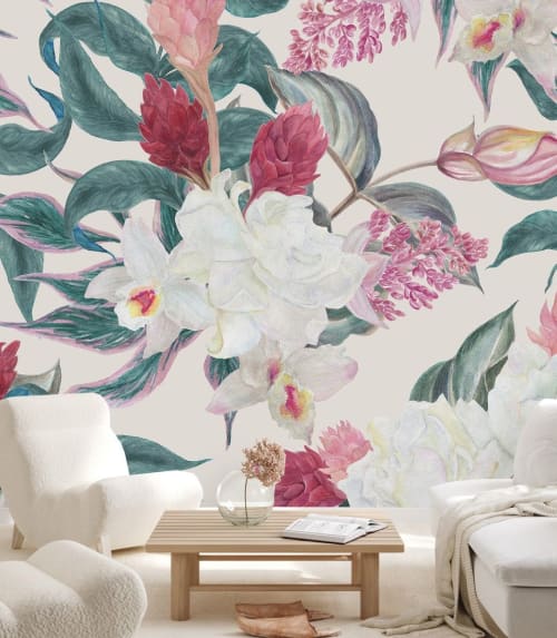 White and Pink Flowers Wallpaper | Wall Treatments by uniQstiQ