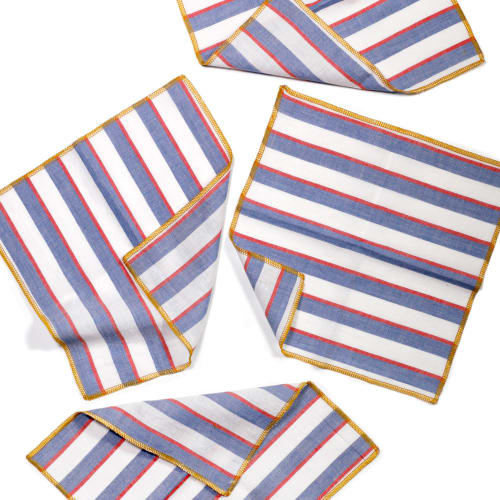 Mondrian Primary Colors Striped Cocktail Napkins, Set of 4 | Linens & Bedding by Willow Ship