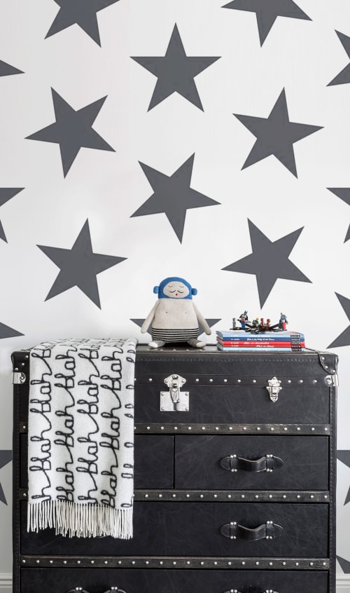 LUCKY STAR | CHARCOAL | Wallpaper in Wall Treatments by Marley + Malek Kids Wallpaper