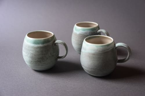 Turquoise  tea/coffee cup mug, white, handmade wheel thrown | Drinkware by Laima Ceramics