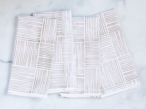 Dinner Napkins (set of 4) - Striped, Neutral | Linens & Bedding by Mended