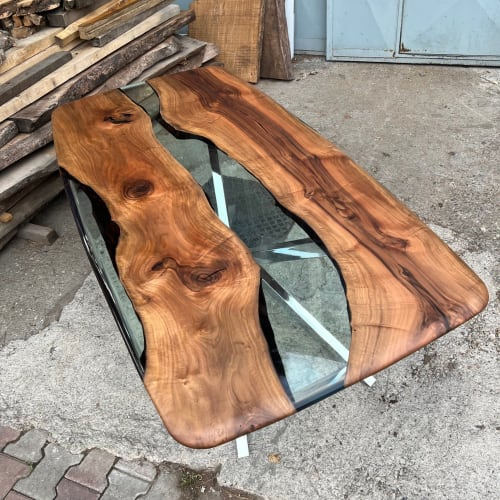 Clear Epoxy Walnut Dining Table | Tables by Ironscustomwood