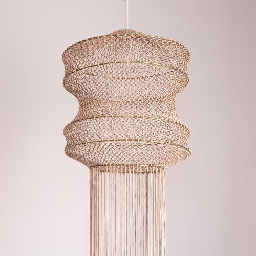 Siham Macrame Lamp - Marrakech Blush & Beige Mix | Pendants by Hamimi