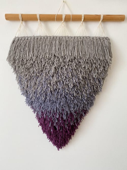 Gradient wall tapestry in a pennant shape | Wall Hangings by Awesome Knots