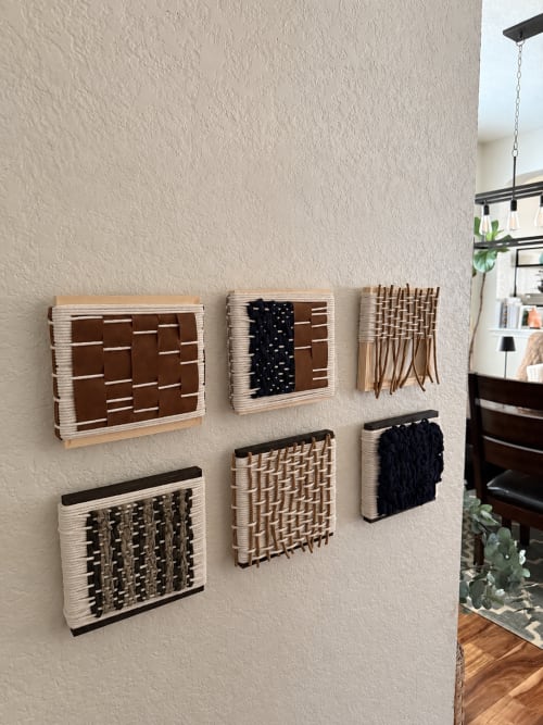 Series of 6 Neutral Woven Tiles-8” x 8” - Made To Order | Wall Hangings by Mpwovenn Fiber Art by Mindy Pantuso