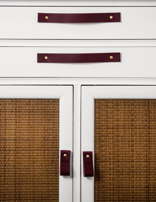 Wine Leather Handle [Flat End] | Pull in Hardware by Keyaiira | leather + fiber | Artist Studio in Santa Rosa