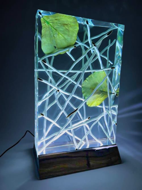 Epoxy Lamp with Natural Wood Sticks | TigerWoods Atelier | Lamps by TigerWoodAtelier