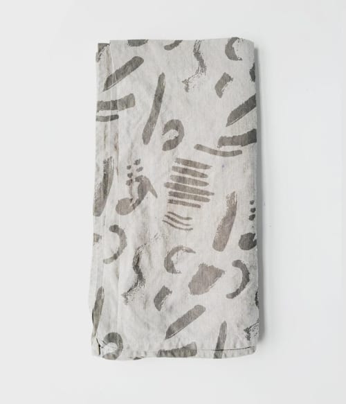 100% Linen Tea Towel - Watercolor Charcoal | Linens & Bedding by S W E V E N
